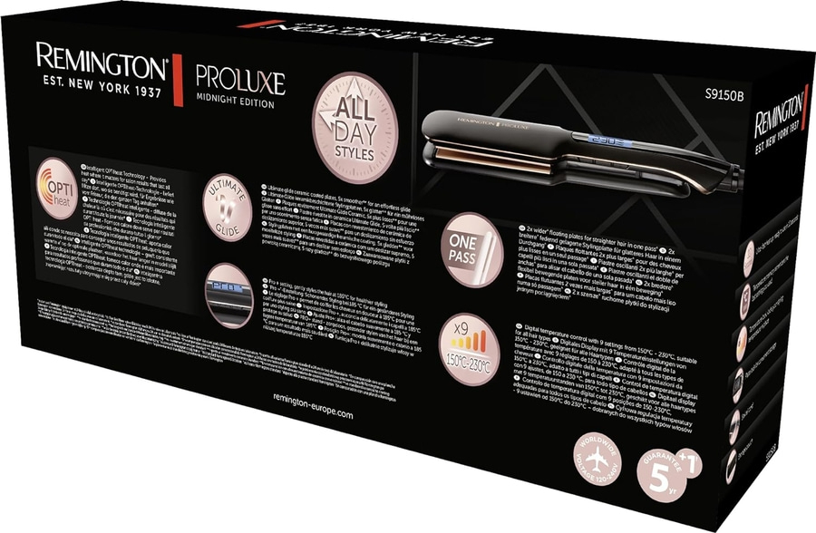 REMINGTON Haarglätter Glätteisen S9150B Proluxe extra breit Display OPTIheat