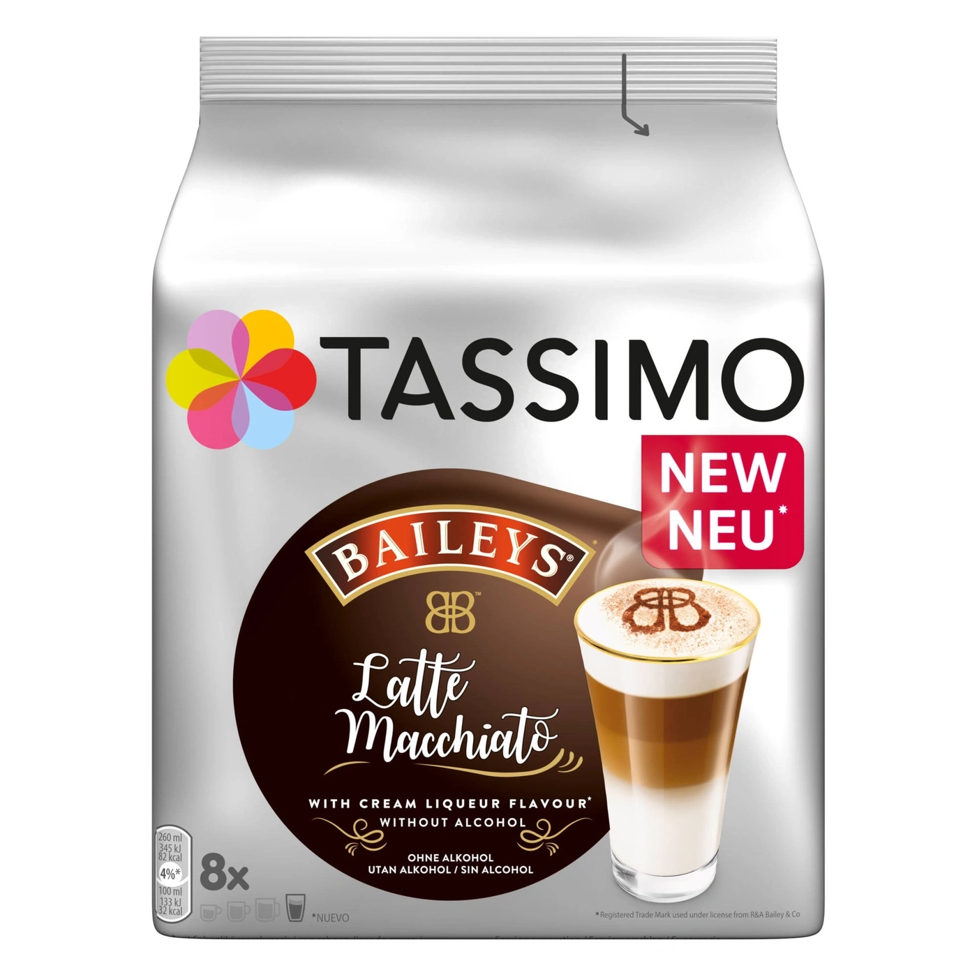 Tassimo Baileys Latte Macchiato ohne Alkohol Packung