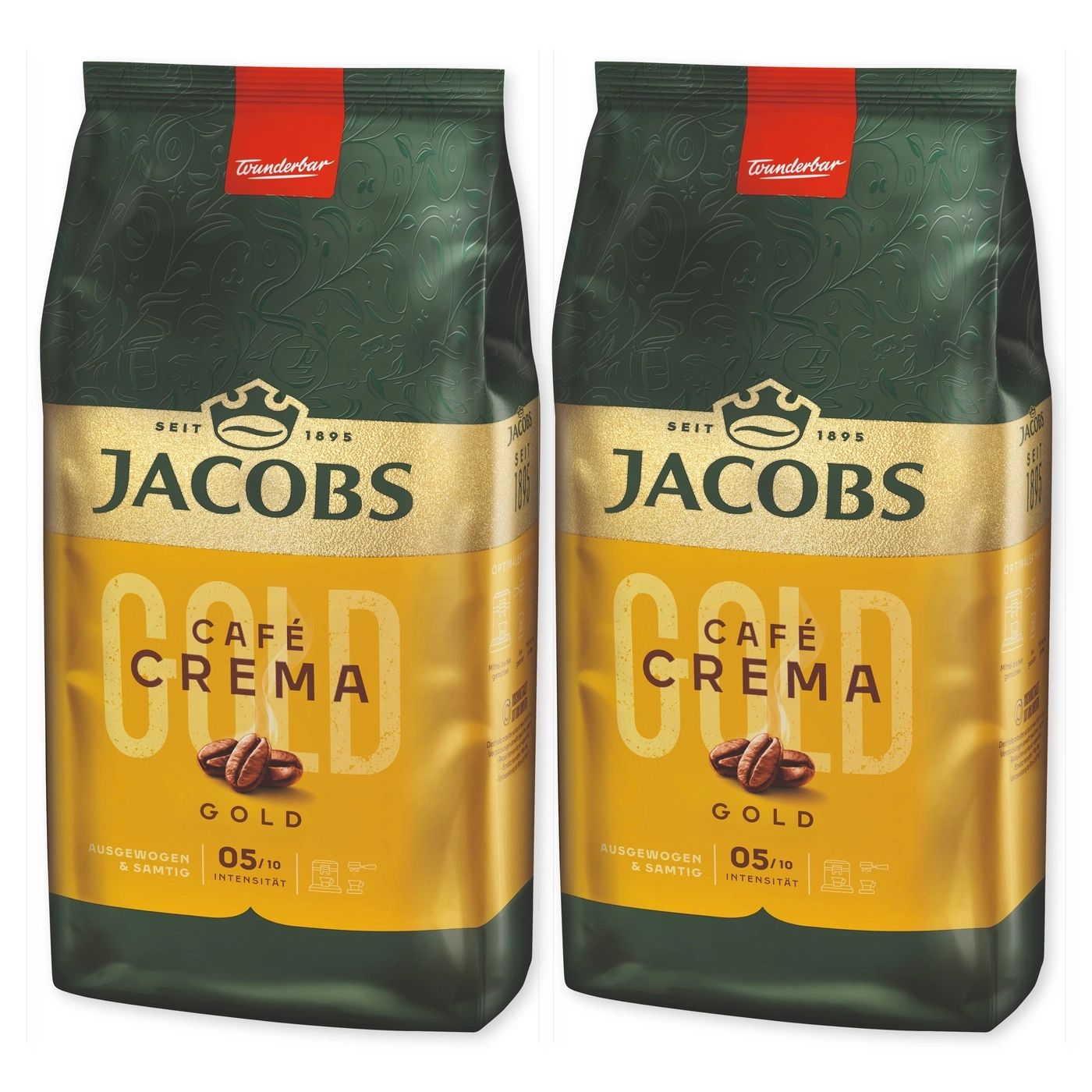 Zwei Packungen Jacobs Gold Café Crema Kaffee.twos