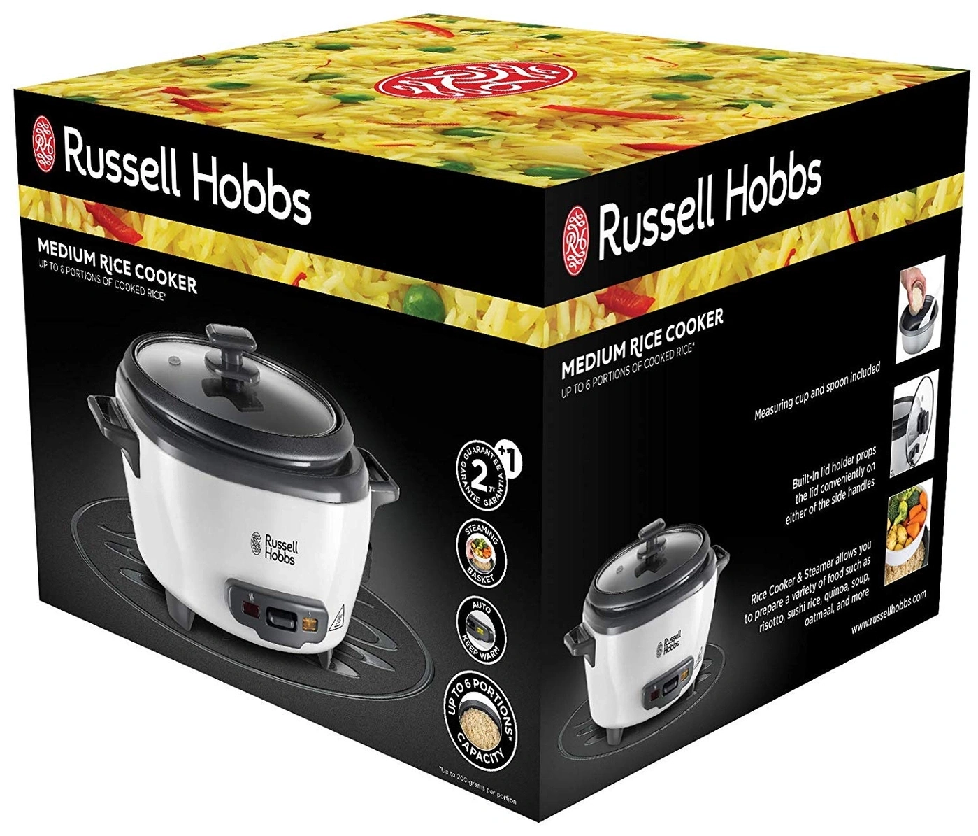 Russell Hobbs Reiskocher, bis zu 6 Portionen, mit Zubehör, weißes Gerät
