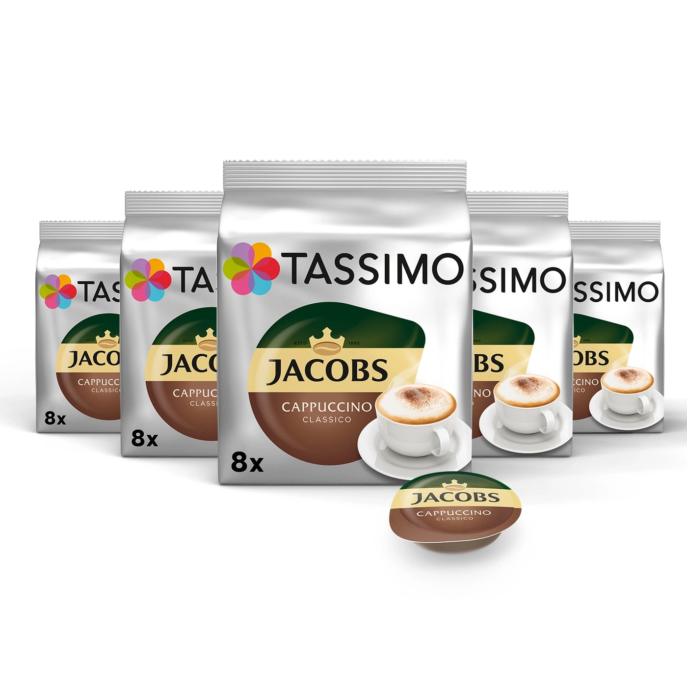 Tassimo Jacobs Cappuccino Packungen, 8x, Kaffee, Getränke, Klassisch
