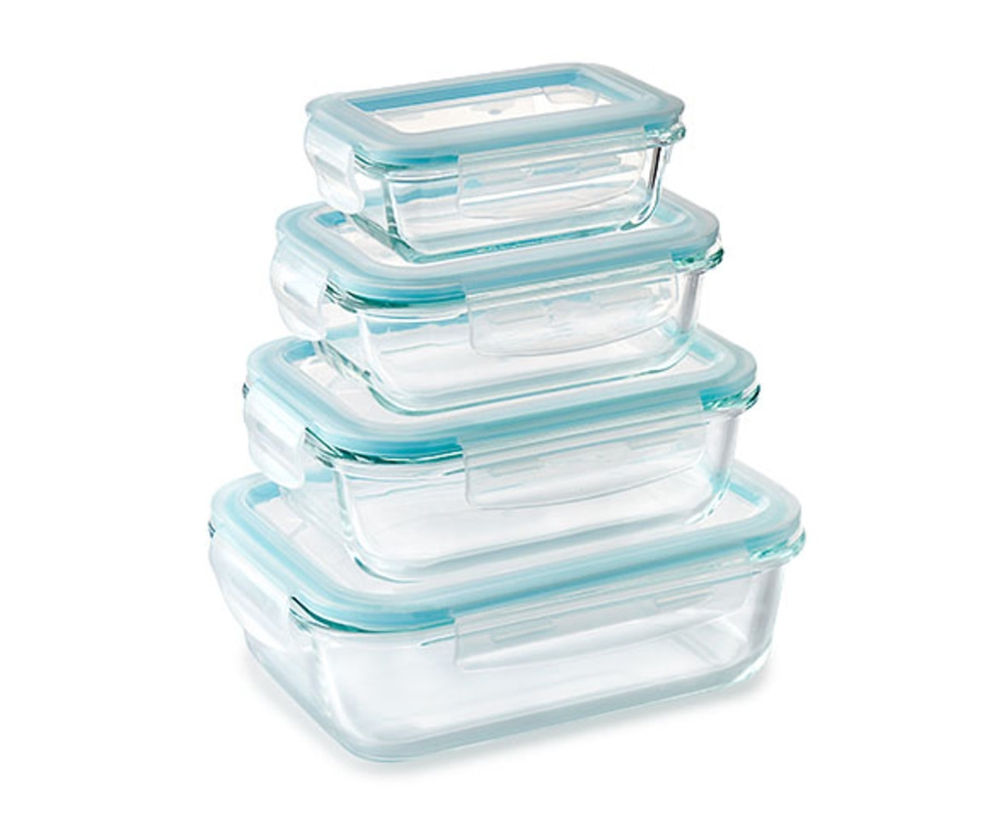 Betty Bossi Aufbewahrungsdose mit Deckel, Glas rechteckig - 4er-Set, Gratinform