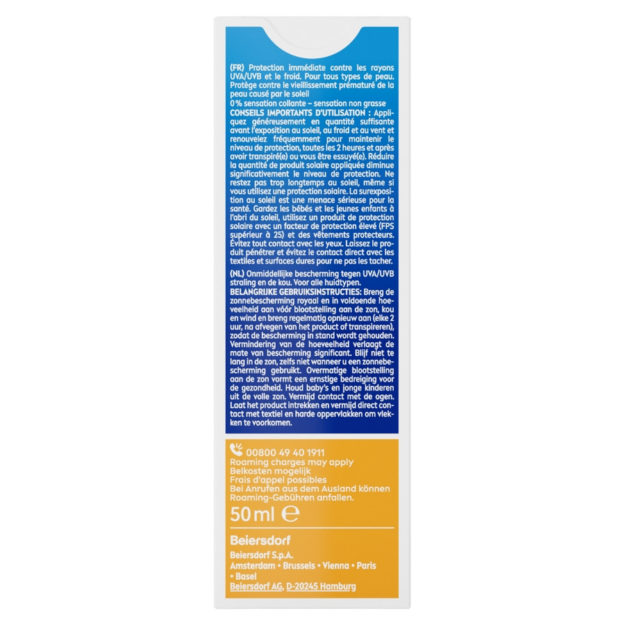 Sonnencreme-Fläschchen mit Text, 50ml, Beiersdorf, Schutz vor Sonne und Kälte, Hautpflege