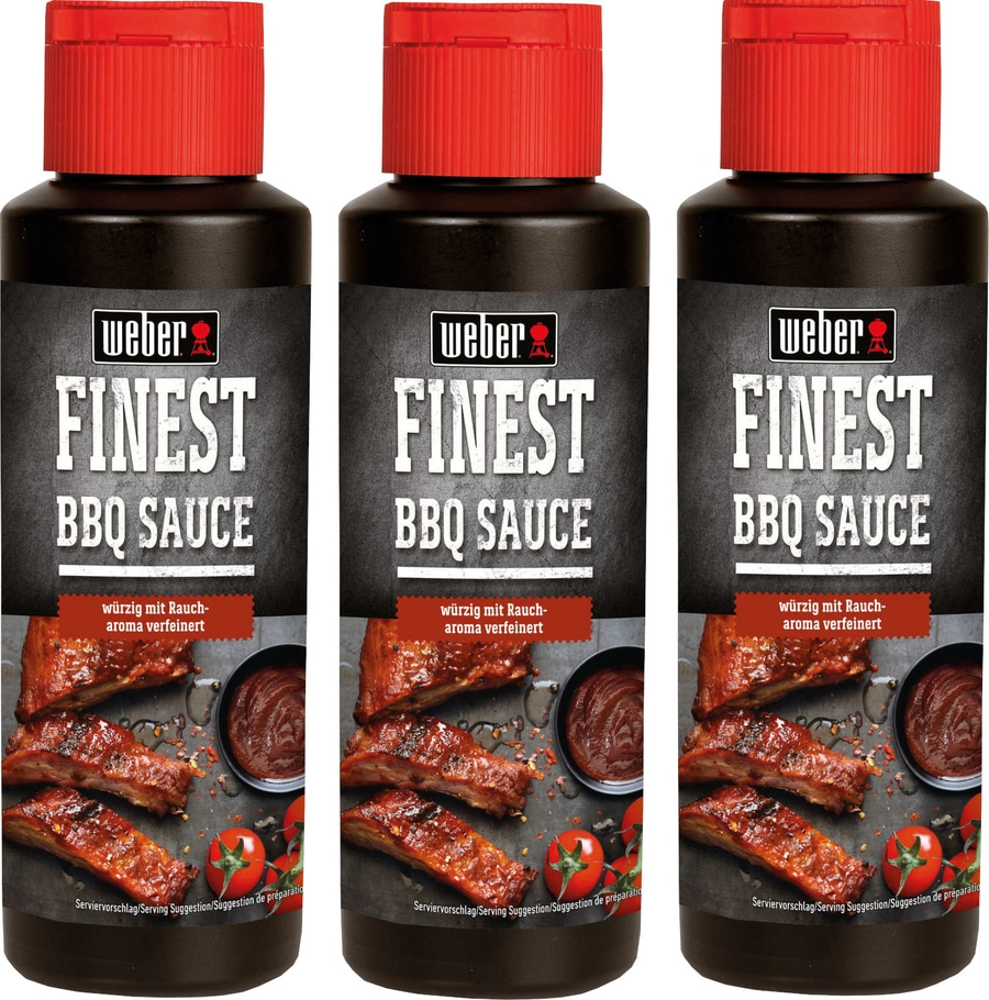 3x Weber Sauce Finest BBQ Grillsauce Burger 300 ml Flasche Raucharoma würzig