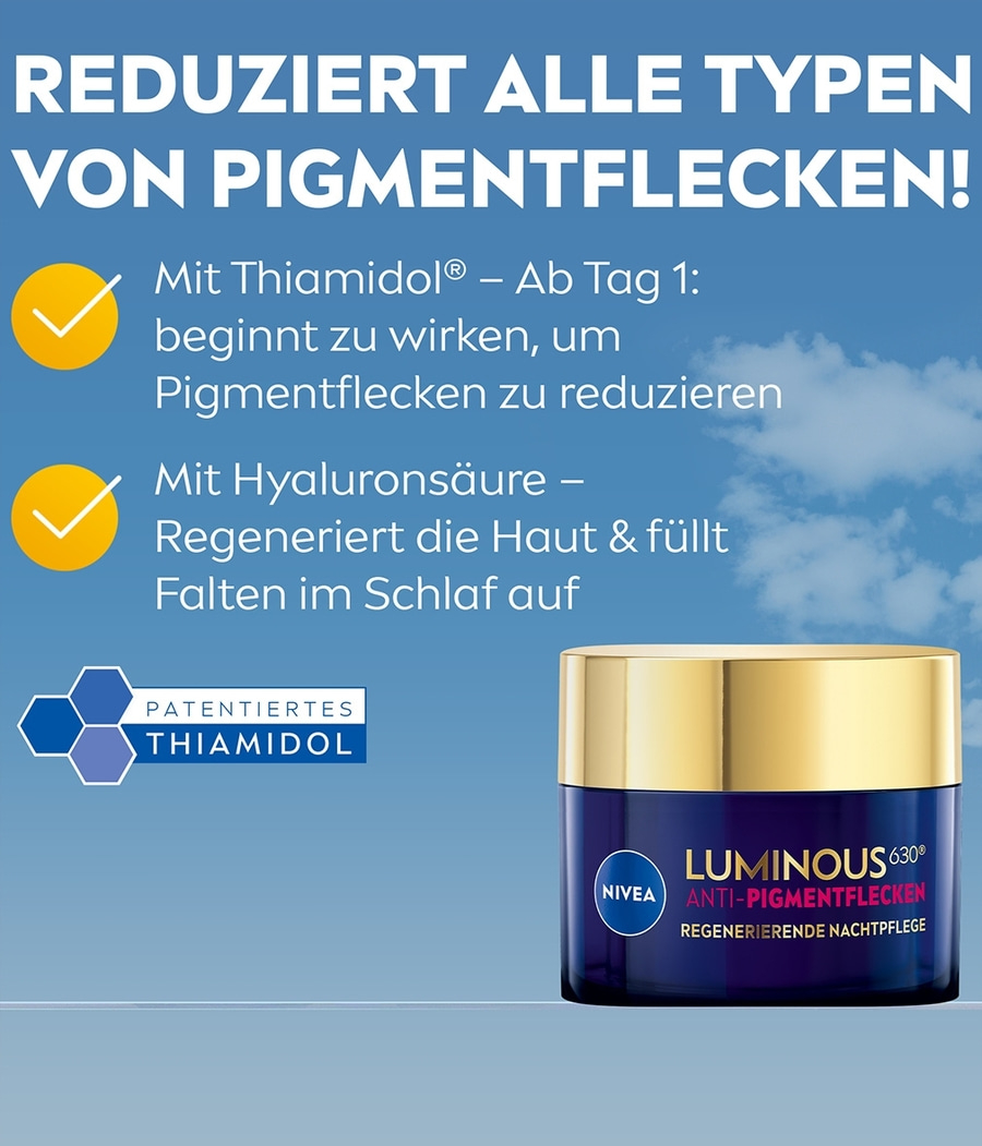 NIVEA Nachtpflege LUMINOUS630® Anti-Pigmentflecken regenerierend Antifalten 50ml
