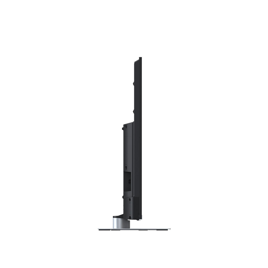 PANASONIC Fernseher 55 Zoll 4K Ultra HD LED Smart TV 144 Hz HDR10+ TV-55W93AE9 Fernseher, Seitenansicht, schwarz, mit Standfuß, isoliert auf weißem Hintergrund