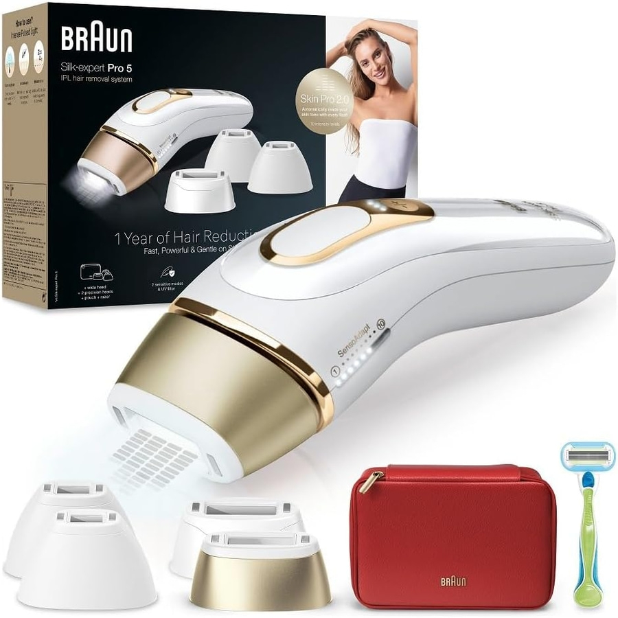 Braun Silk-expert Pro 5 IPL Haarentfernungssystem mit Zubehör und Rasierer