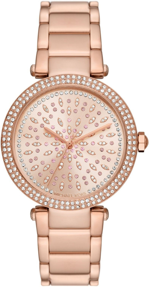 Rosegoldene Michael Kors Damenuhr mit Strasssteinen und Ziffernblatt