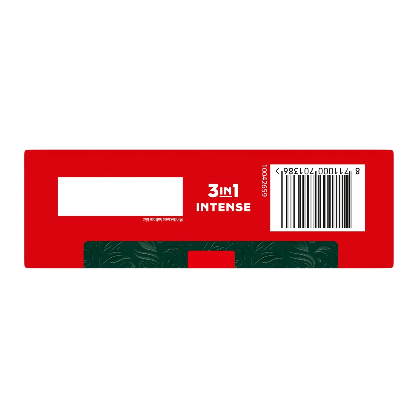 Rote Verpackung mit Barcode und "3in1 INTENSE" Schriftzug