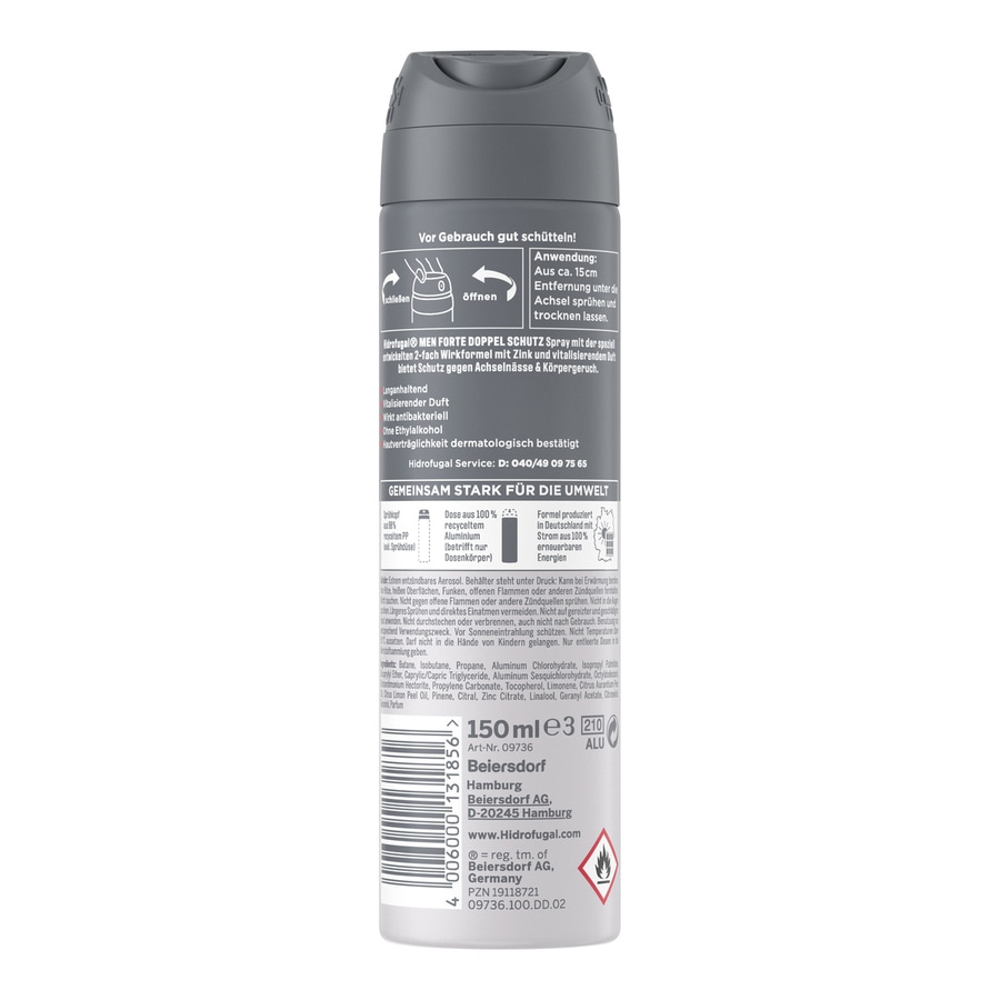 HIDROFUGAL Deo-Spray MEN DOPPEL SCHUTZ 2-fach Anti-Transpirant-Schutz 4 x 150 ml