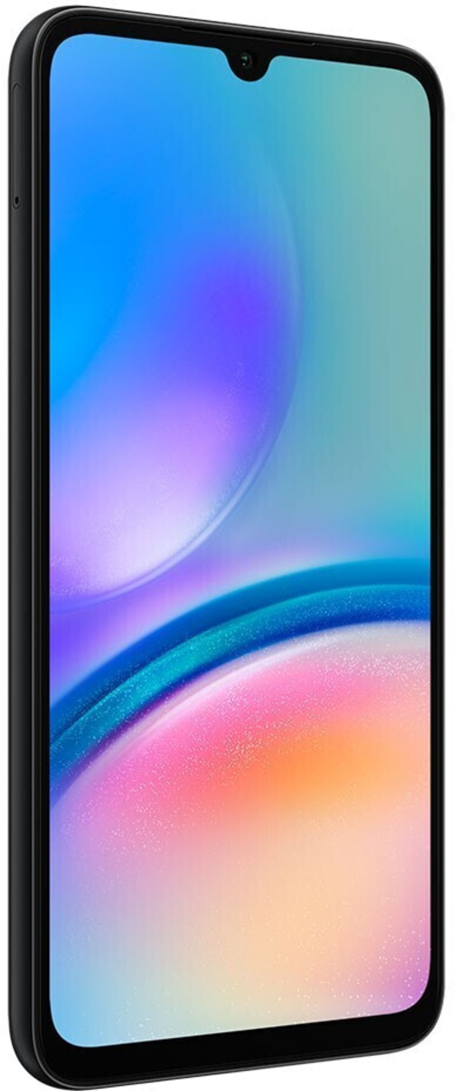 Smartphone mit blau-lila Farbverlauf auf dem Bildschirm und schwarzem Rahmen