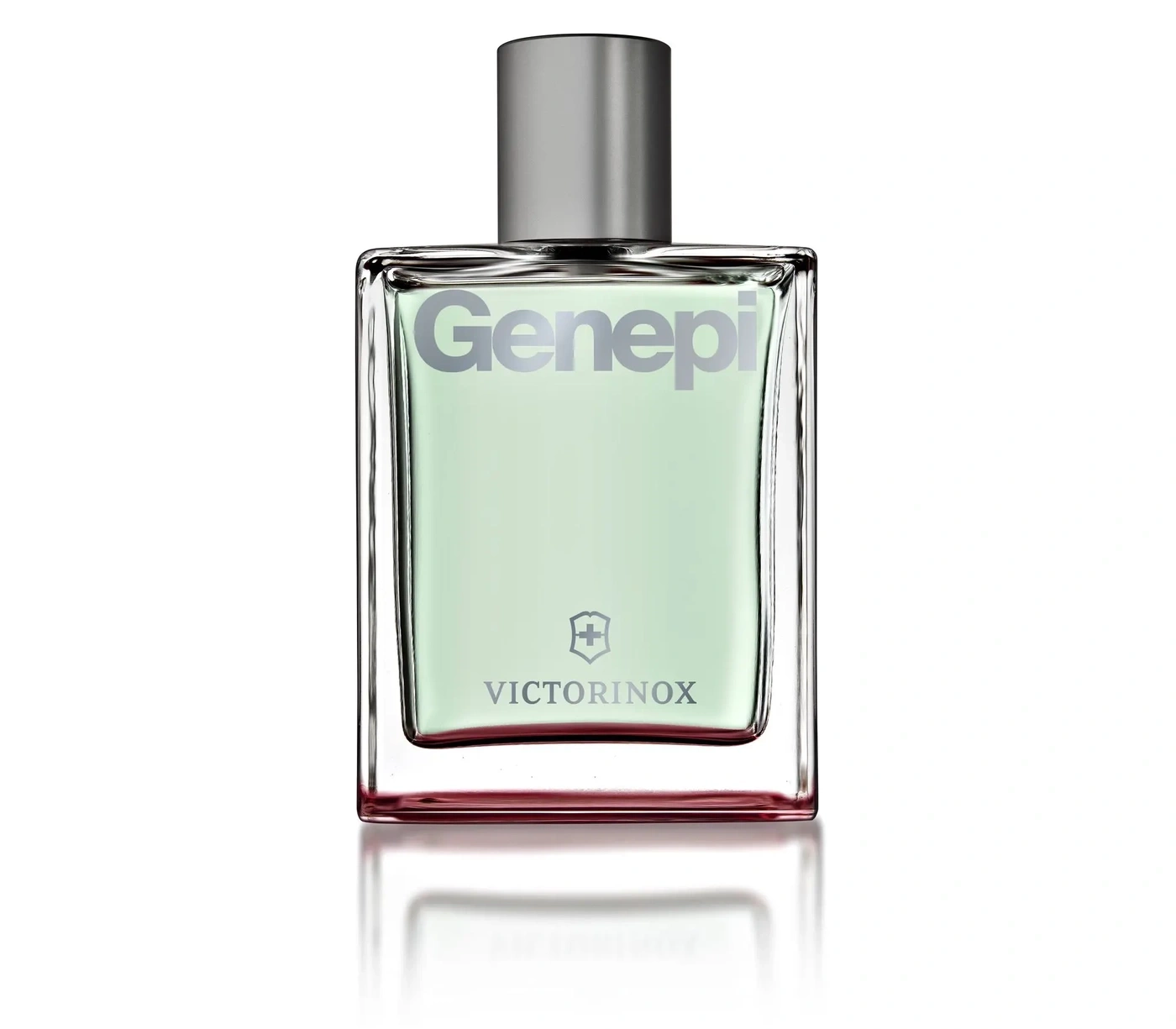 Genepi Eau de Toilette von Victorinox, Flakon, hellgrün, silberner Deckel, Logo