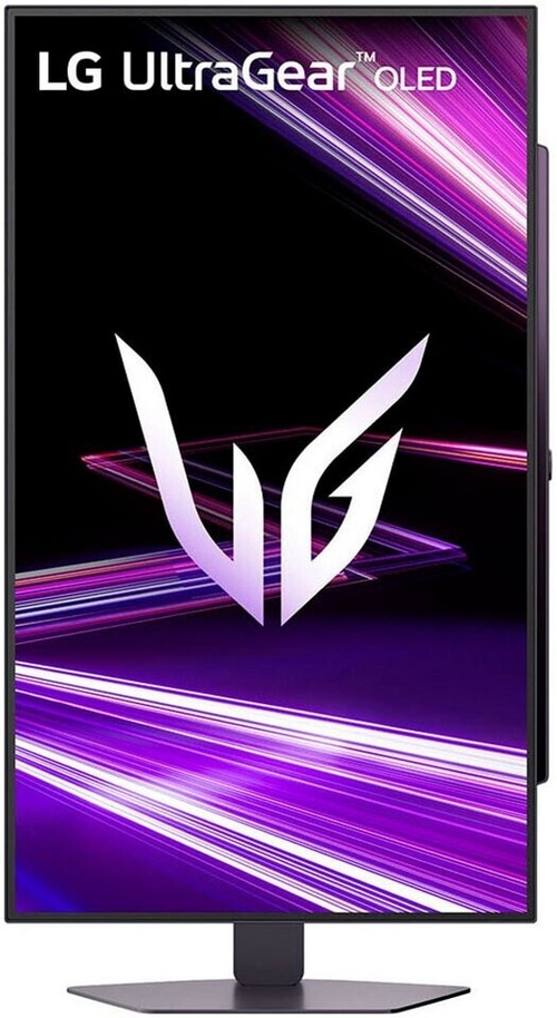 LG UltraGear OLED Monitor mit lila Streifen und Logo
