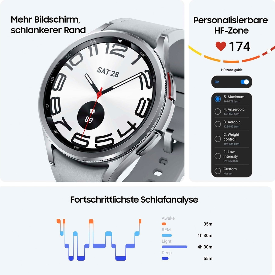 SAMSUNG Galaxy Watch6 Classic Smartwatch 43 mm Bluetooth NFC schwarz B-WARE