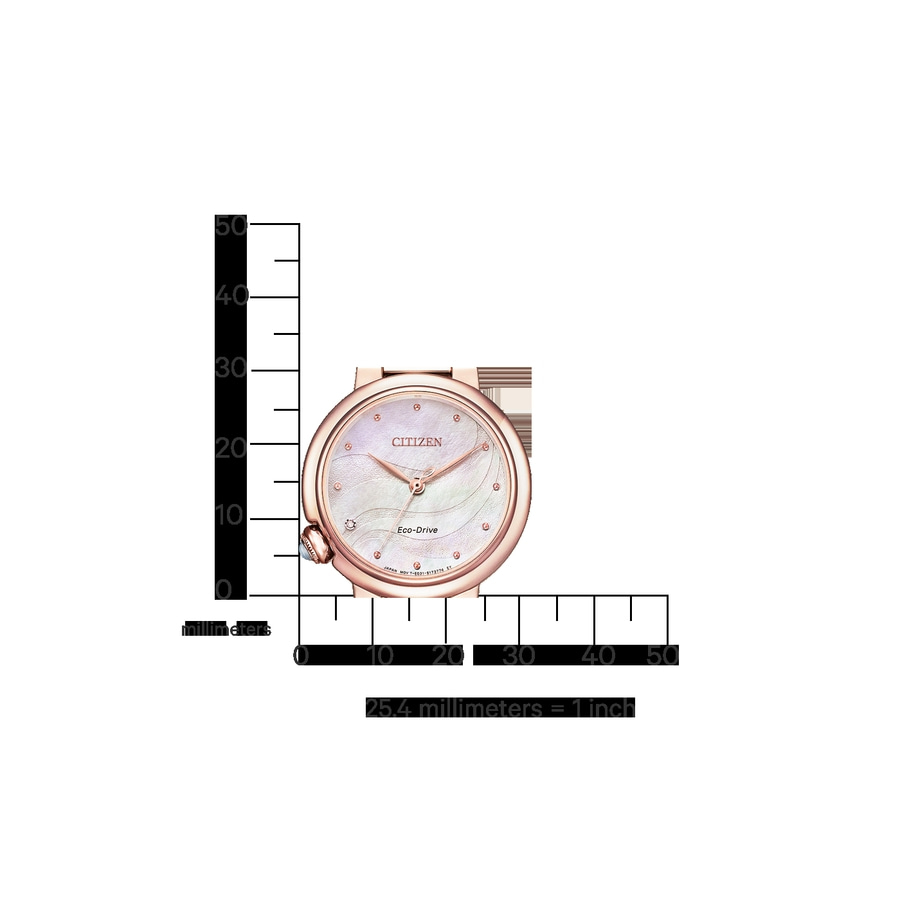 CITIZEN Damen Armbanduhr EM0912-84Y Eco-Drive Edelstahl 30 mm rosegold B-WARE