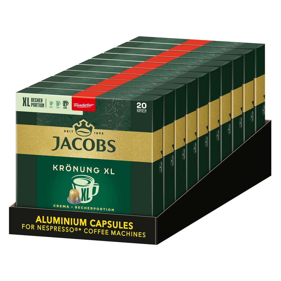 JACOBS Kapseln Krönung Crema XL 200 Nespresso®* kompatibel 10 x 20 Kaffeekapseln