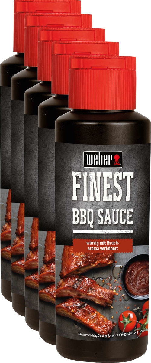 5x Weber Sauce Finest BBQ Grillsauce Burger 300 ml Flasche Raucharoma würzig