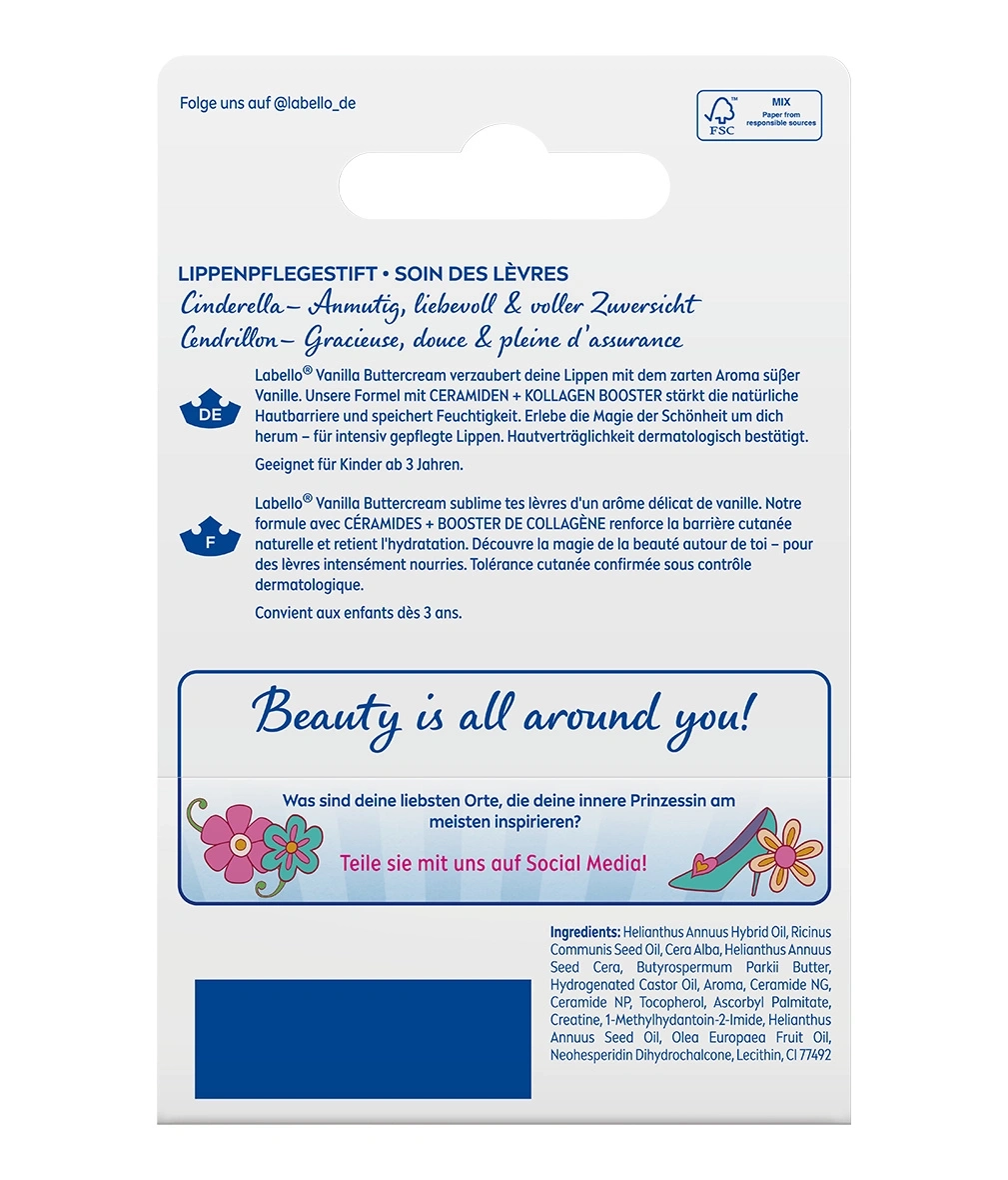 Ein Lippenbalsam von Labello mit dem Duft von Vanille und Kirsche