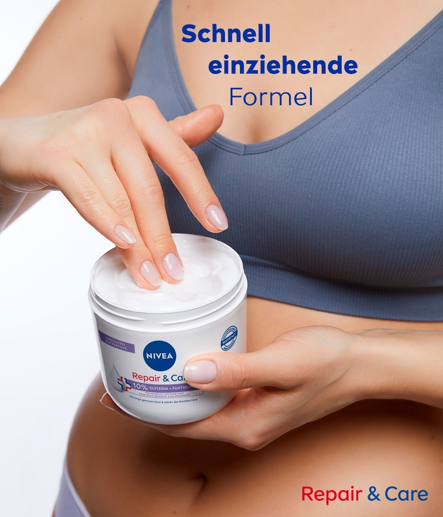 NIVEA Repair & Care Pflegecreme parfümfreie Body Lotion Panthenol 2 x 400 ml