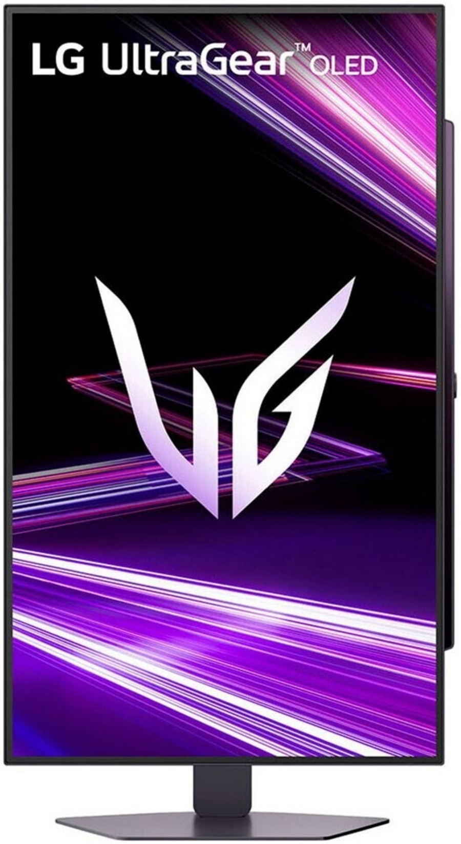 LG UltraGear OLED Monitor mit lila Streifen und Logo