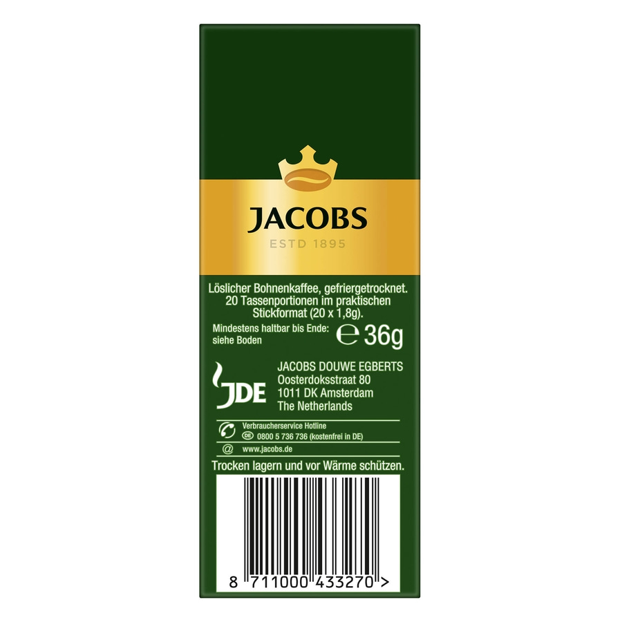 JACOBS Löskaffee Krönung 16x20 Sticks Kaffee löslich Instantkaffee 320 Getränke