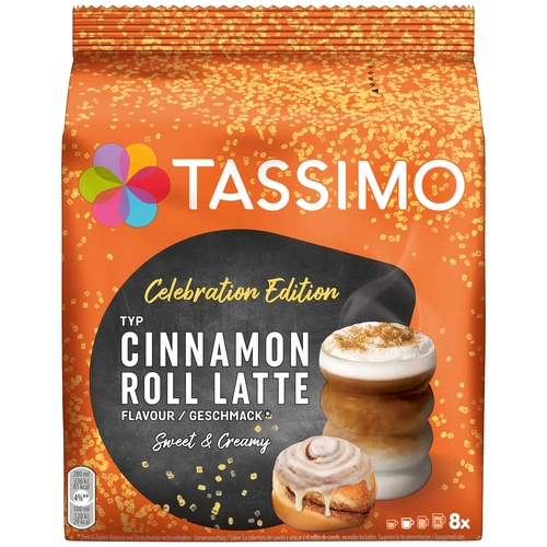 Tassimo Cinnamon Roll Latte Packung, Celebration Edition, süß und cremig, 8 Stück