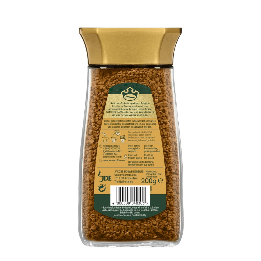 JACOBS Löskaffee Gold Instantkaffee 3 x 200 g Gläser löslicher Kaffee unterwegs