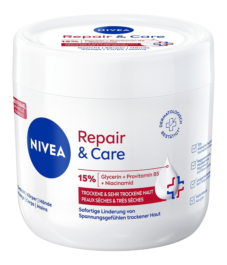 NIVEA Repair & Care Creme 2 x 400 ml 72h Feuchtigkeit