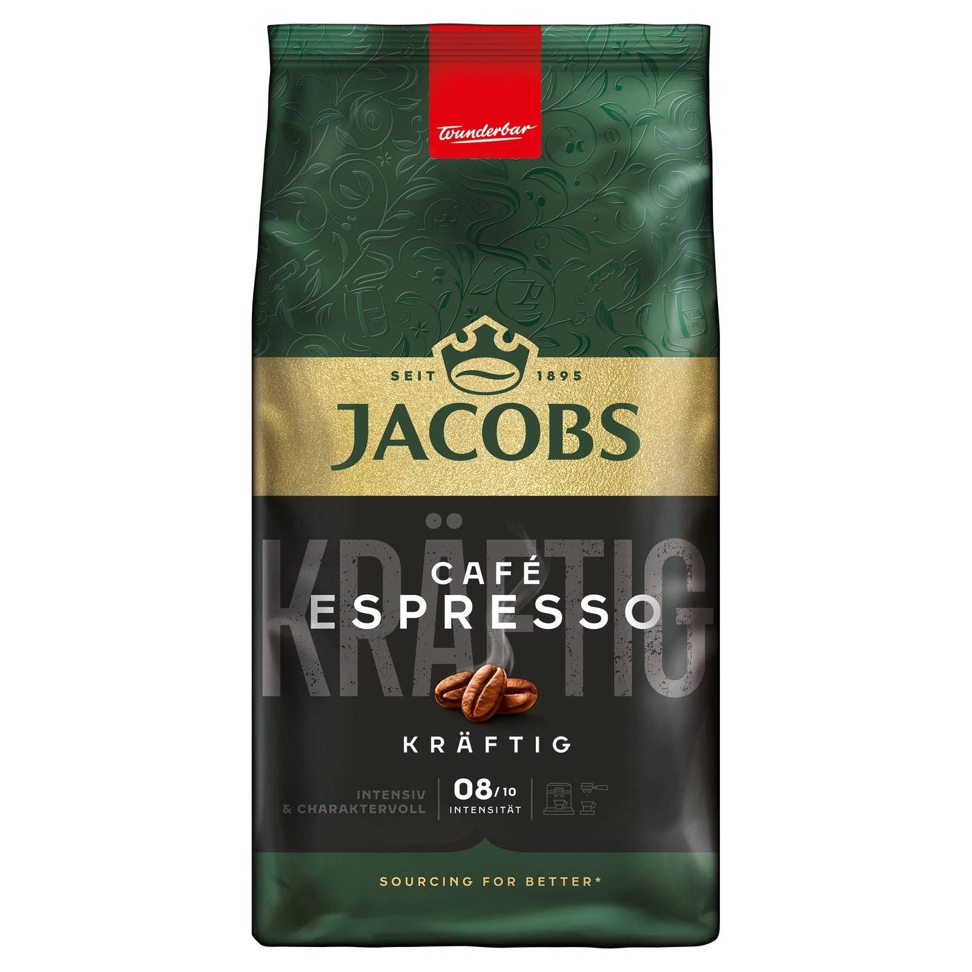 Jacobs Kaffee "Café Espresso Kräftig" mit Kaffeebohnen