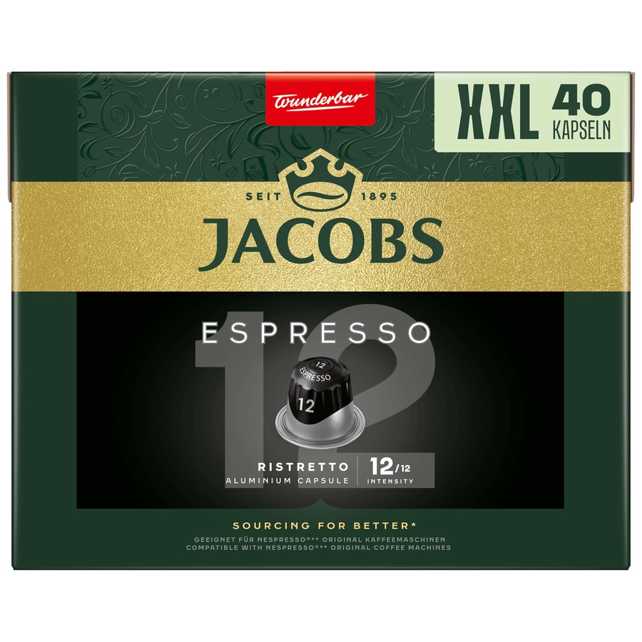 JACOBS Kapseln Espresso 12 Ristretto XXL-Pack 5 x 40 Nespresso®* kompatibel