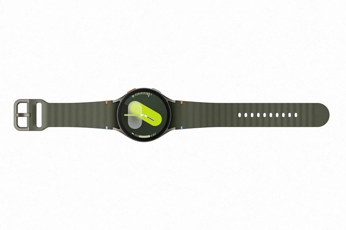 Grüne Smartwatch mit dunklem Zifferblatt und Armband