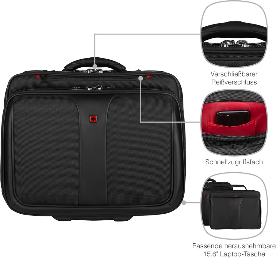 WENGER 2-teiliges Business Tasche Patriot Rolltasche + Laptop Tasche Schwarz