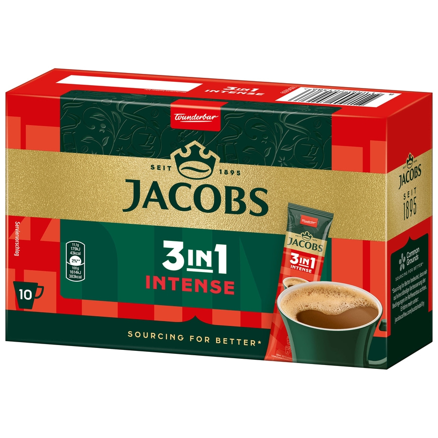 Jacobs 3in1 Intense Kaffee mit 10 Beuteln