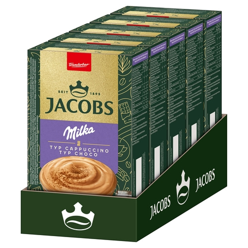 JACOBS Löskaffee Typ Cappuccino Milka* Geschmack 5 x 8 Sticks - 40 Getränke