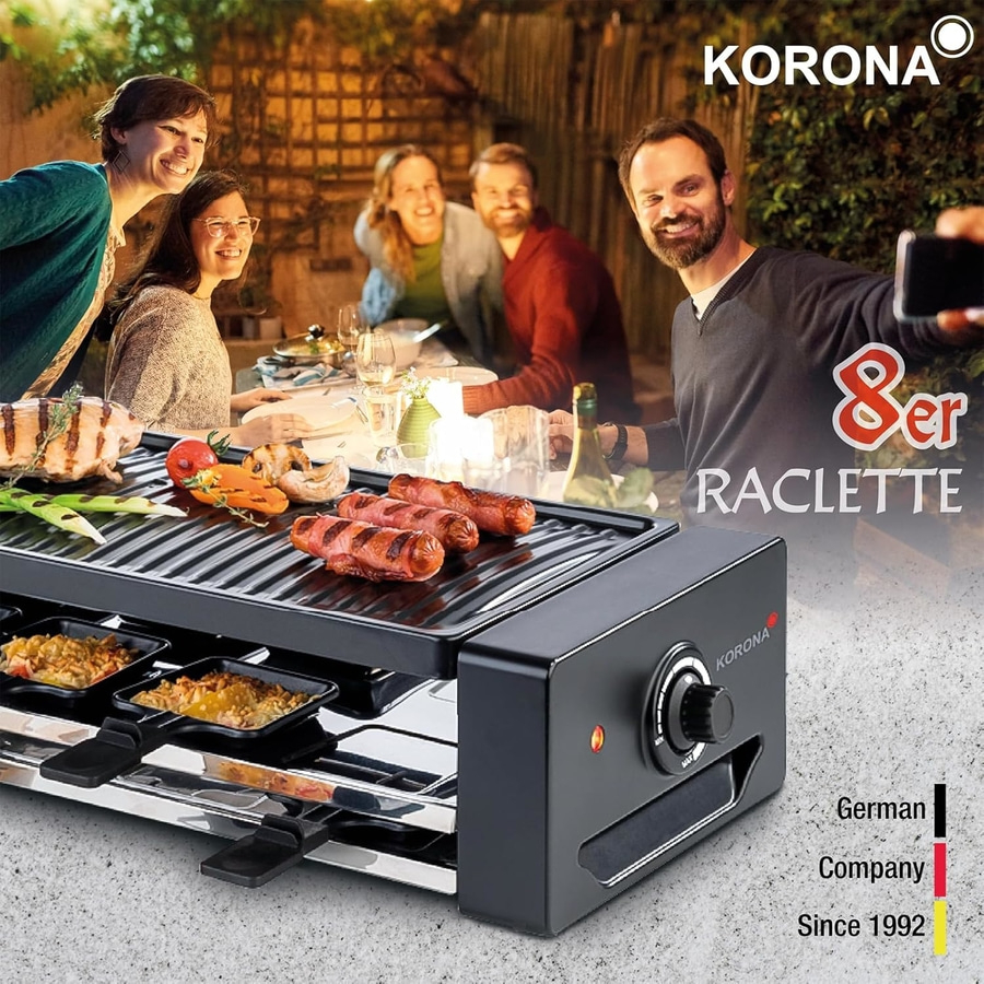 KORONA Raclette 8 Personen 45070 antihaftbeschichtet 1300 Watt stufenlos NEU