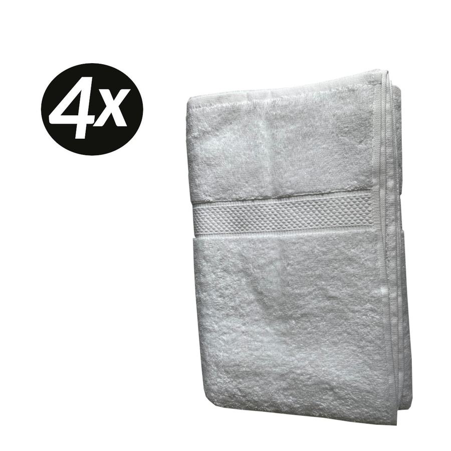 Weißes Handtuch-Set mit 4 Stück, sauber und weich, für Badezimmer.