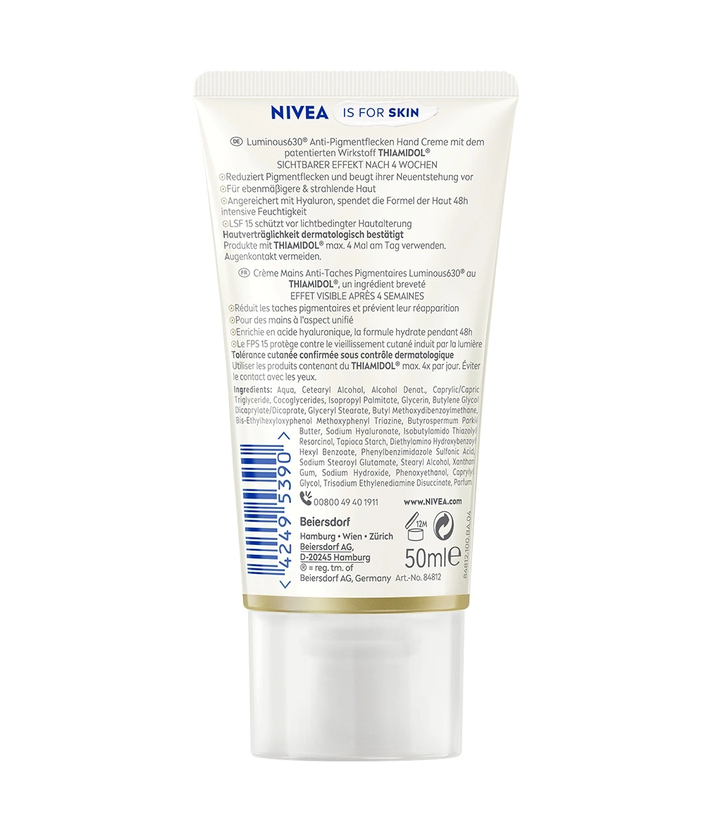 NIVEA Luminous630 Hand Cream with THIAMIDOL Anti-Pigmentflecken sichtbarer Effekt in 4 Wochen
