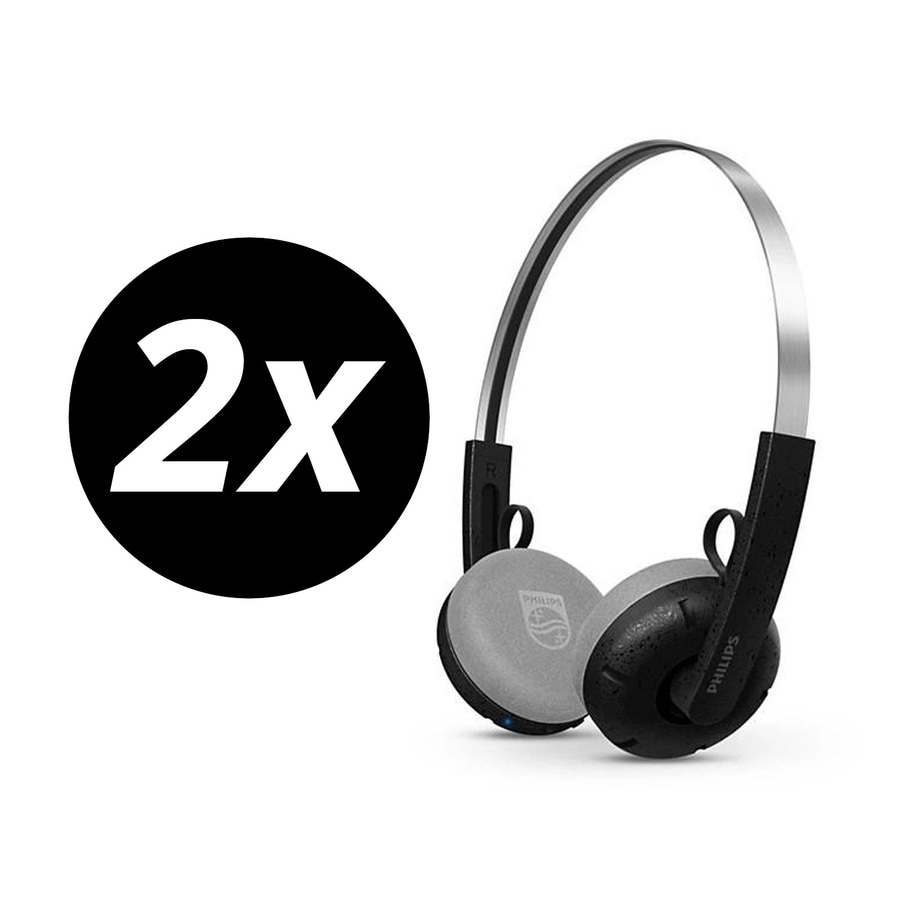 2 x PHILIPS TAH2000BK/00 kabellose On-Ear-Kopfhörer Bluetooth Schwarz NEU