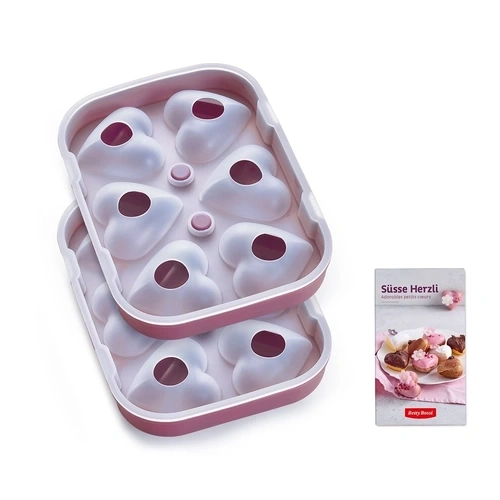 BETTY BOSSI Backform 3D Herz 2 Stück Rezeptheft hitzebeständig bis 230°C