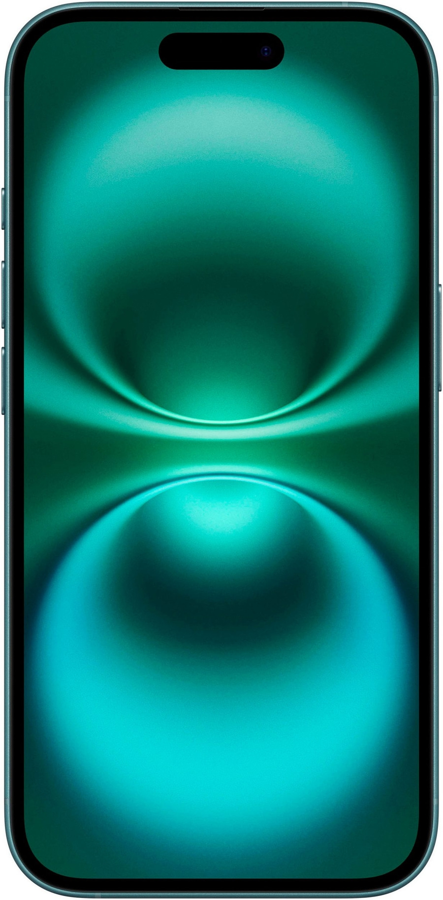 Smartphone mit grünem Bildschirm, abgerundeten Ecken und schwarzem Rahmen, modernes Design