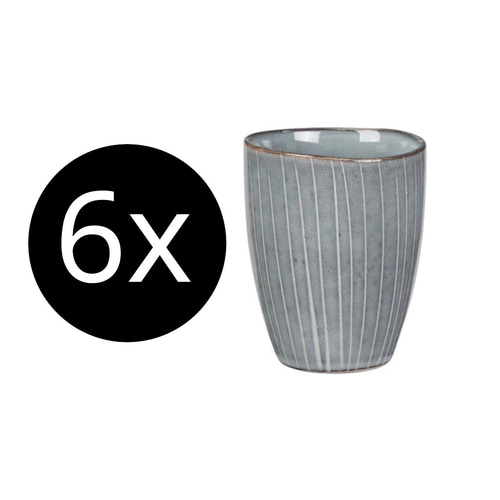 6 x BROSTE COPENHAGEN Becher Nordic Sea 14441076 250ml handglasiert graublau NEU