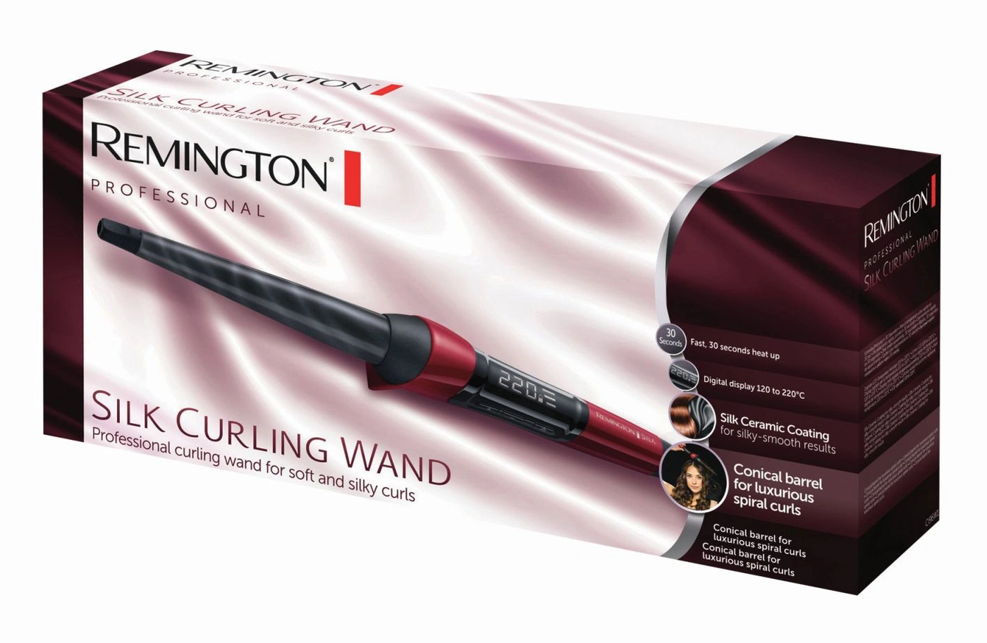 REMINGTON Lockenstab CI96W1 Silk Keramikbeschichtung Display bis 220ºC 42 W