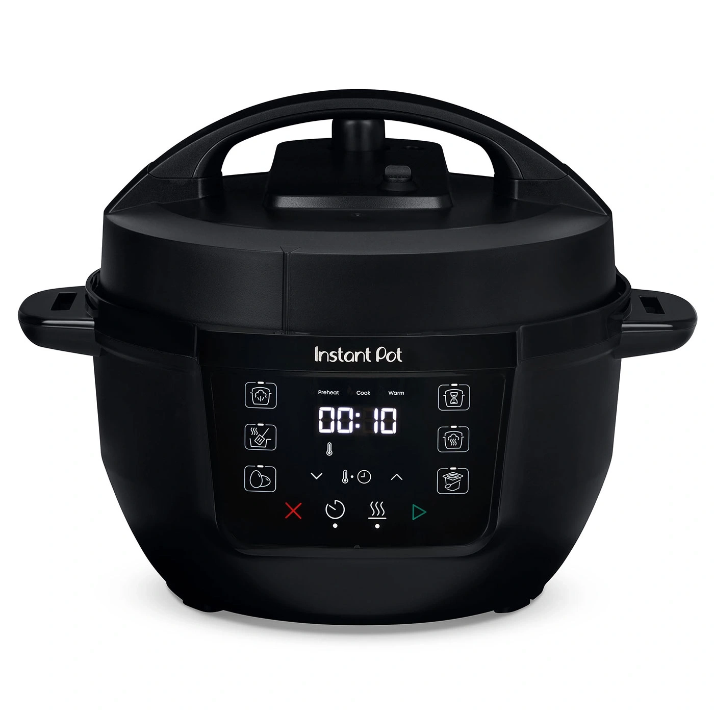 Schwarzer Instant Pot mit digitaler Anzeige und Kochprogrammen