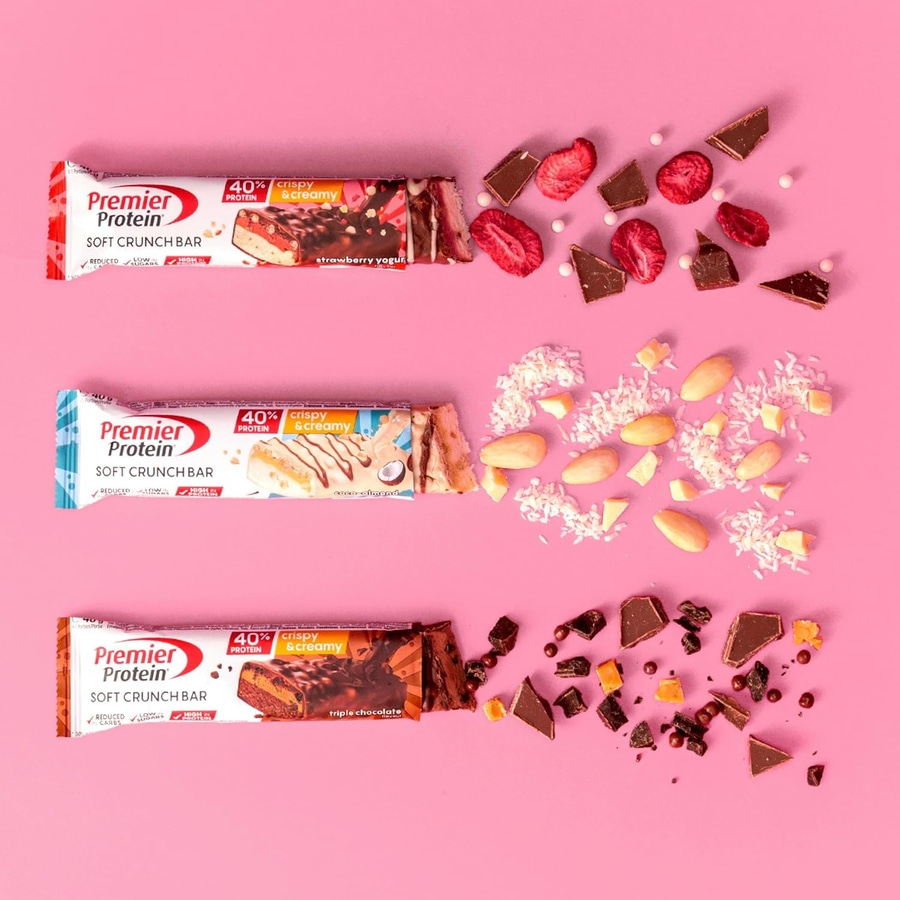 Premier Protein Schoko Riegel mit Erdbeeren und Schokolade