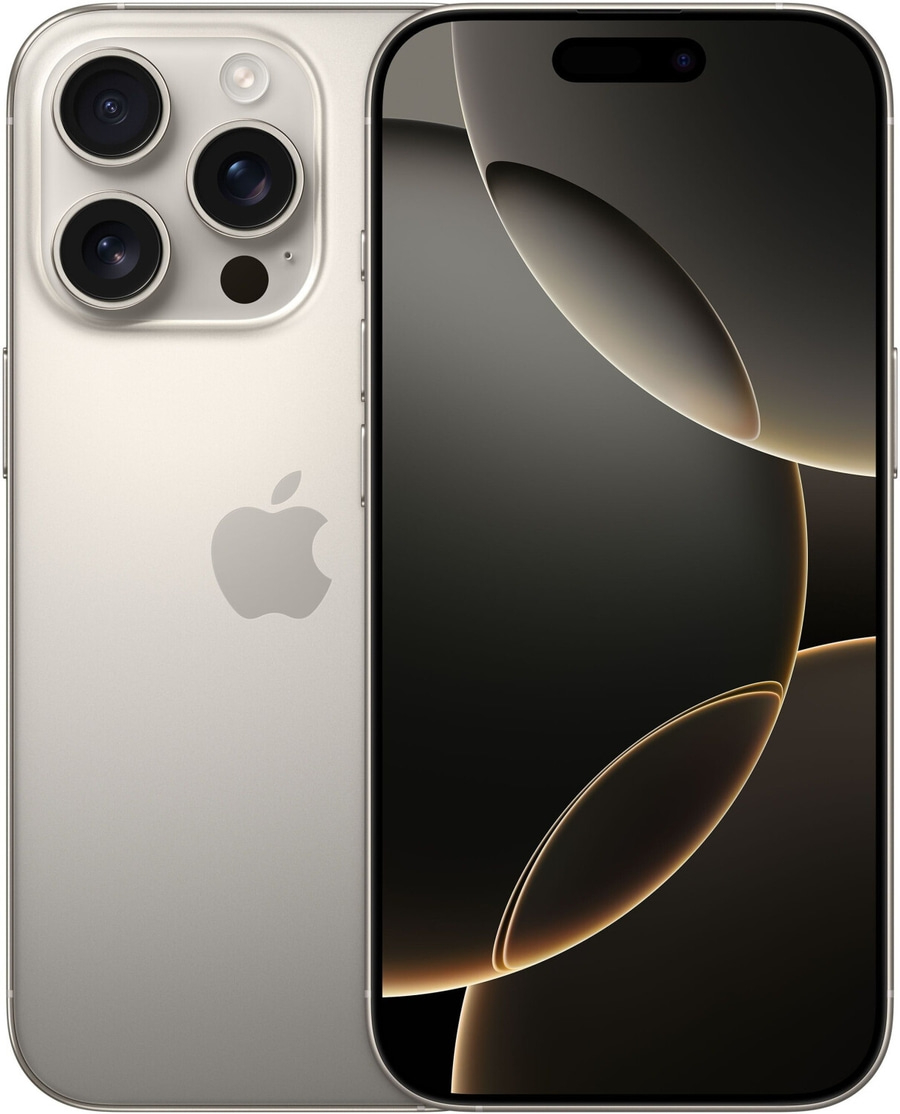 iPhone 14 Pro in Gold, mit drei Kameras und einem schwarzen Bildschirm