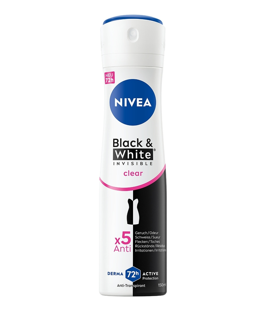 Nivea Black & White Invisible Clear Deodorant, 72h Schutz, Anti-Transpirant, 150ml