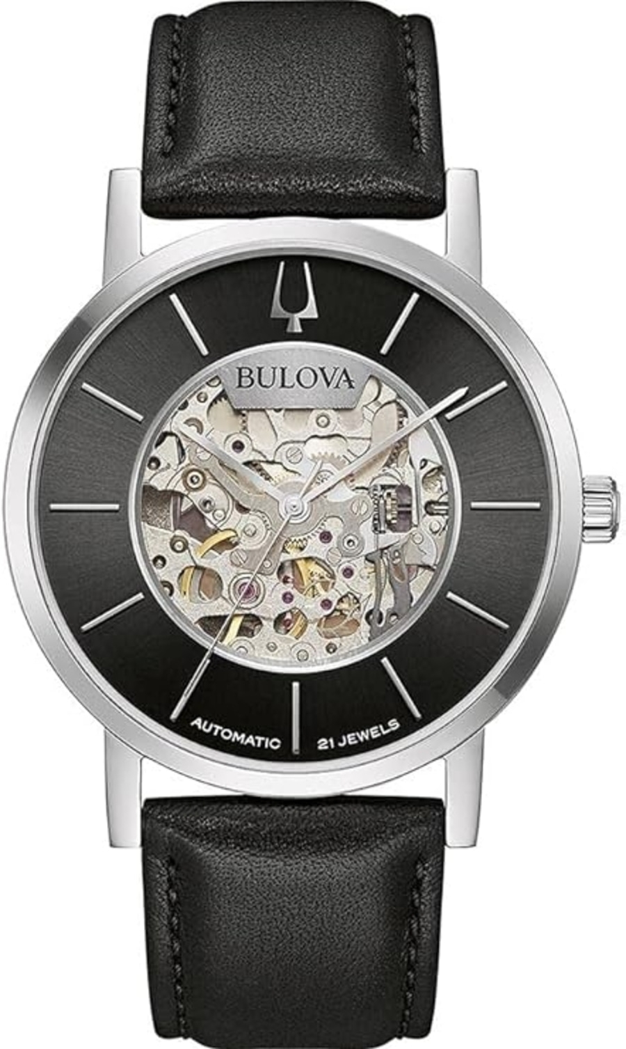 Bulova Herren Armbanduhr 96A279 Herrenuhr Automatikuhr Leder 42mm B-Ware Bulova Herrenuhr, Automatik, schwarzes Zifferblatt, Lederarmband, 21 Jewels