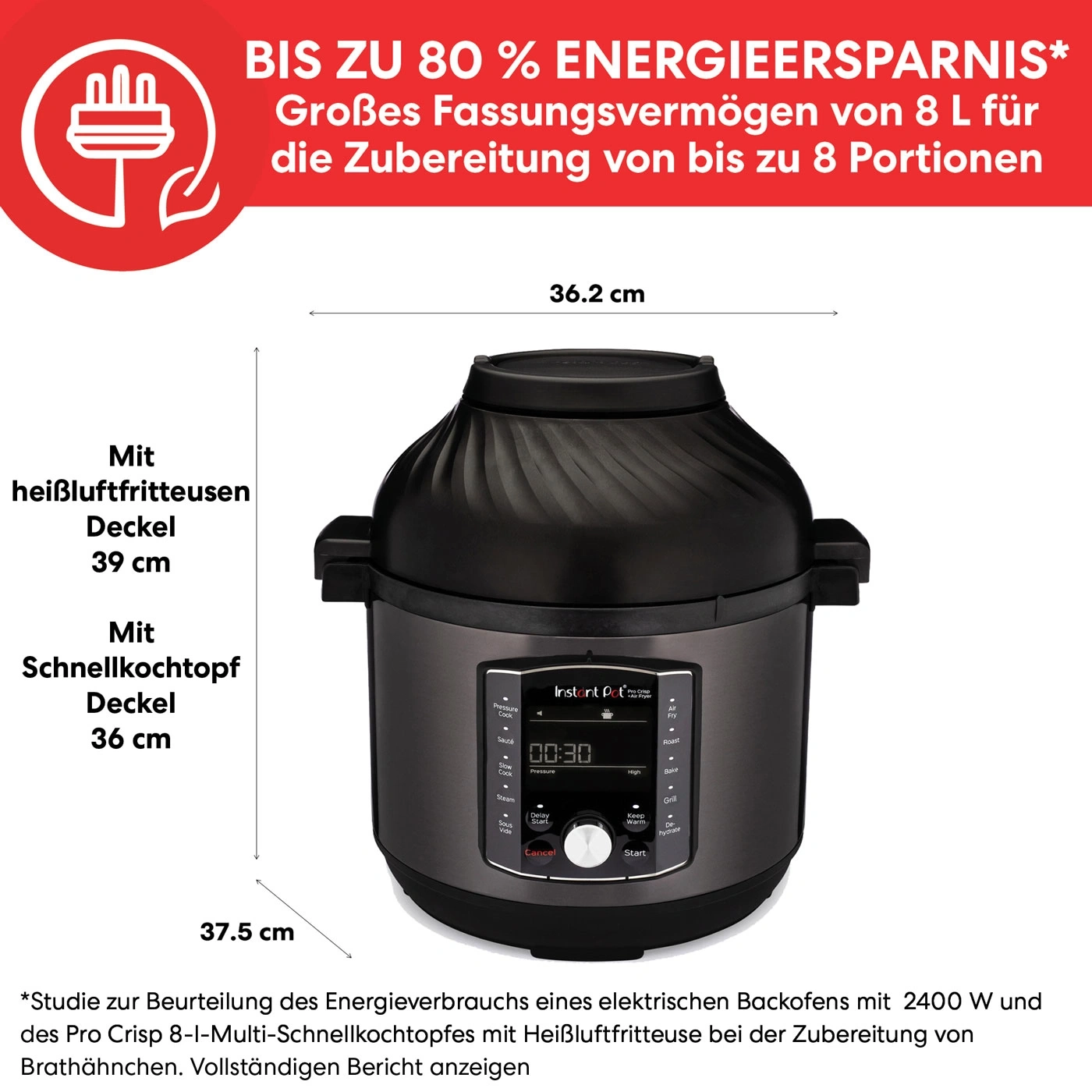 INSTANT POT Pro Crisp Multikocher 11in1 Heißluftfritteuse Slow Cooker NEU