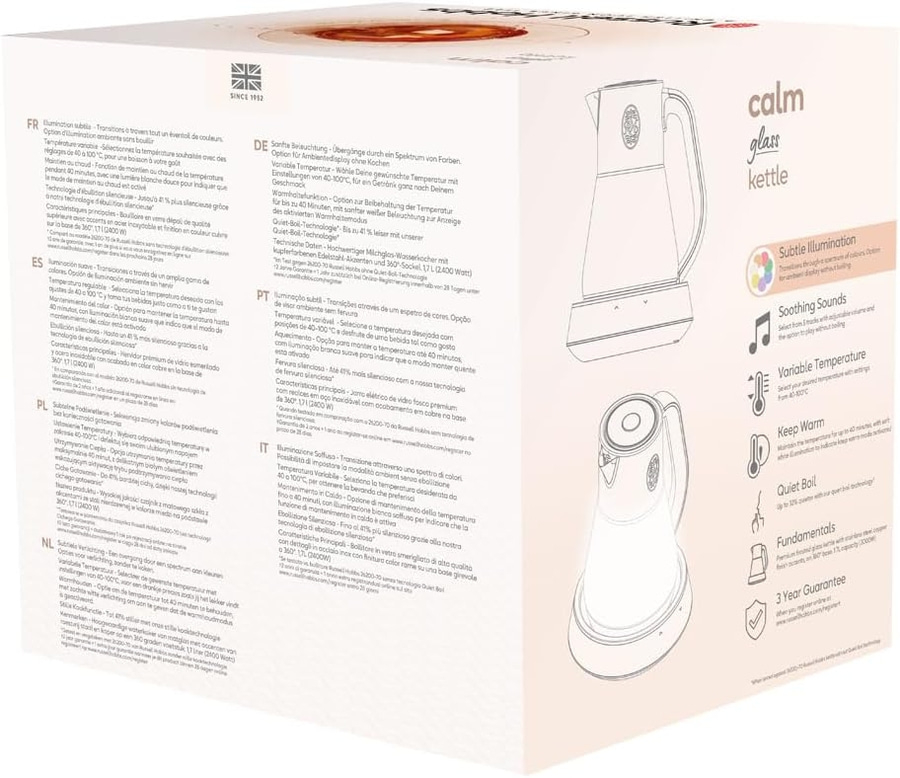 RUSSELL HOBBS Wasserkocher Glas Temperatureinstellung 40-100° LED Calm 27450-70