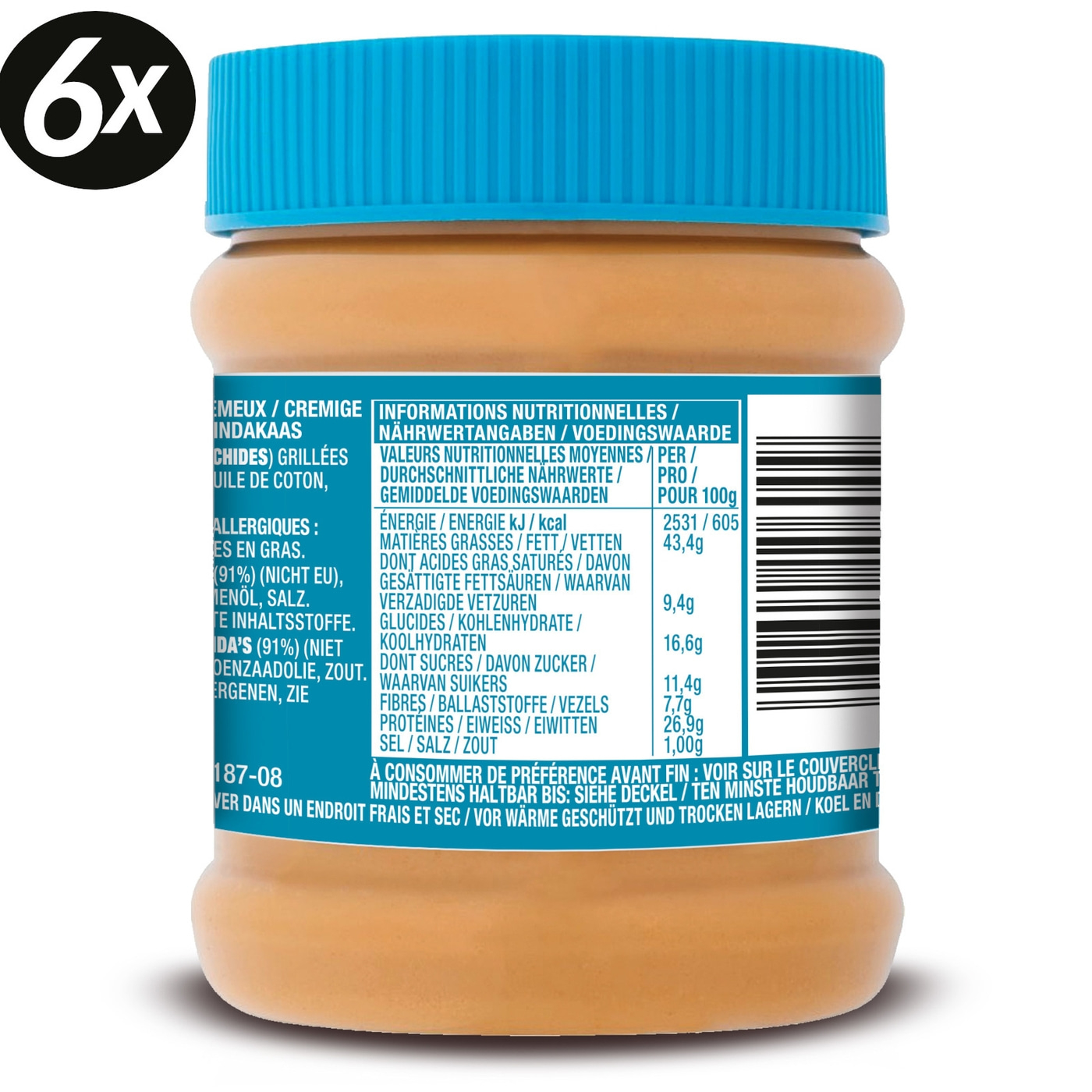 SKIPPY 6x Erdnussbutter "Creamy" Peanut Butter Extra Smooth Ohne Palmöl 6x 340g